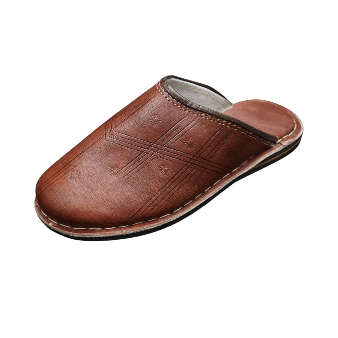 Chausson Homme en cuir marron foncé